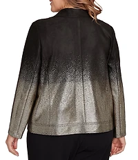 Ruby Rd. Plus Size Gold Ombre Foil Faux Vegan Suede Moto Jacket