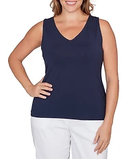 Ruby Rd. Plus Size Jersey Knit Reversible Neck Sleeveless Tank