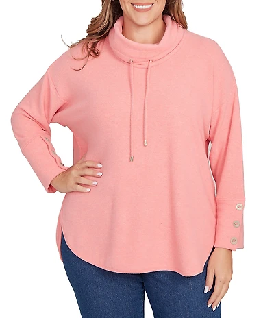 Ruby Rd. Plus Size Knit Cowl Neck Long Sleeve Cozy Top