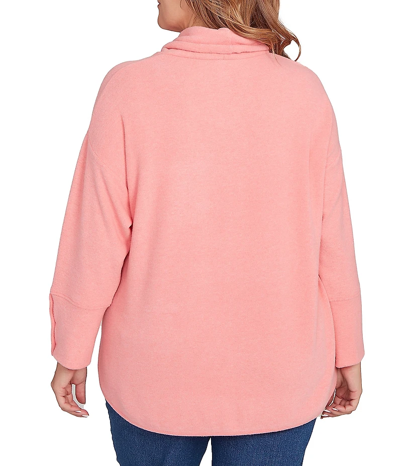 Ruby Rd. Plus Size Knit Cowl Neck Long Sleeve Cozy Top