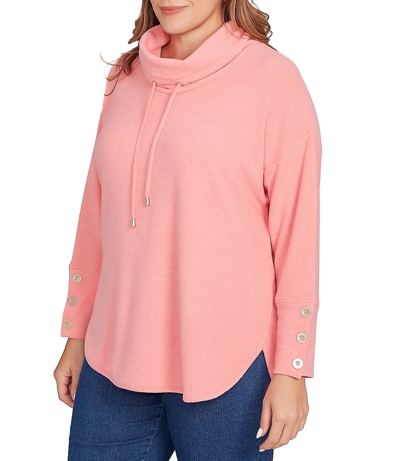 Ruby Rd. Plus Size Knit Cowl Neck Long Sleeve Cozy Top