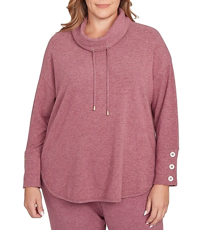 Ruby Rd. Plus Size Knit Cowl Neck Long Sleeve Cozy Top