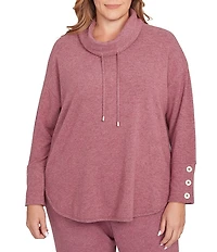 Ruby Rd. Plus Size Knit Cowl Neck Long Sleeve Cozy Top