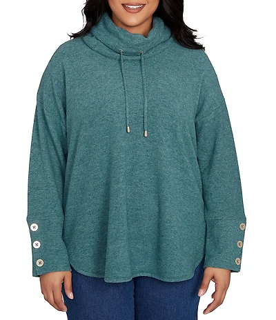 Ruby Rd. Plus Size Knit Cowl Neck Long Sleeve Cozy Top