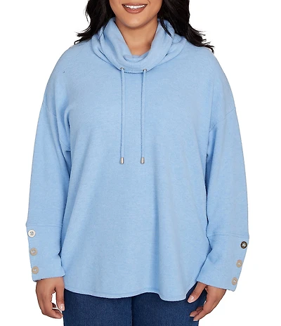 Ruby Rd. Plus Size Knit Cowl Neck Long Sleeve Cozy Top