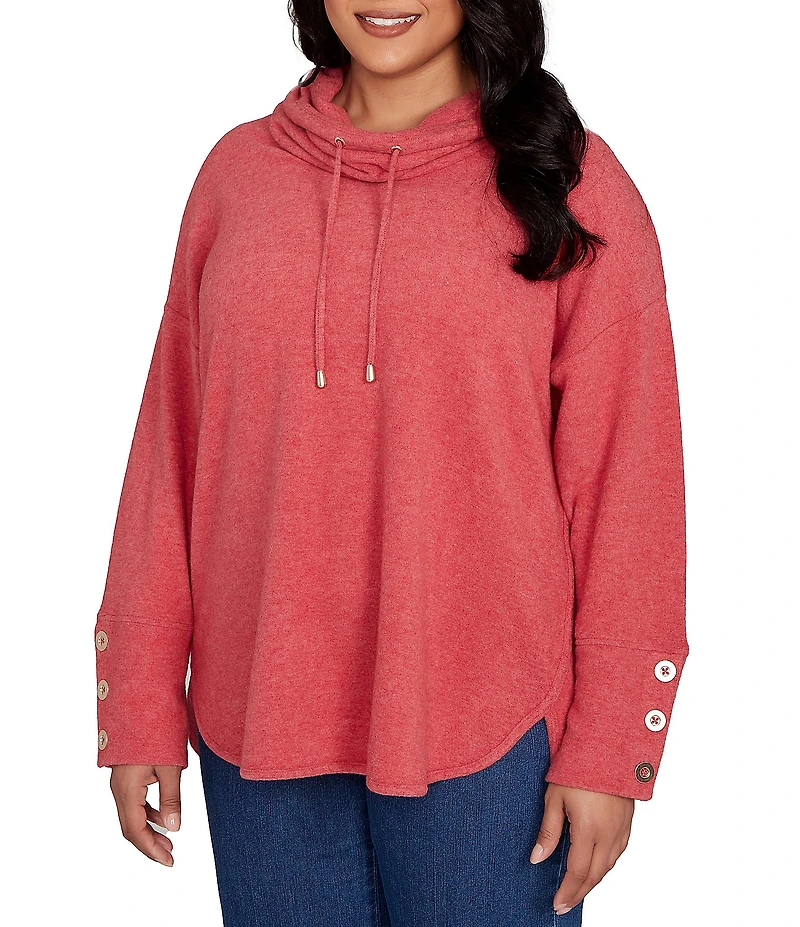 Ruby Rd. Plus Size Knit Cowl Neck Long Sleeve Cozy Top