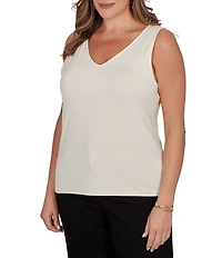 Ruby Rd. Plus Size Knit Jersey Reversable Neckline Sleeveless Tank