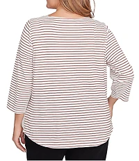 Ruby Rd. Plus Size Knit Stripe Floral Harvest Fall Graphic Top