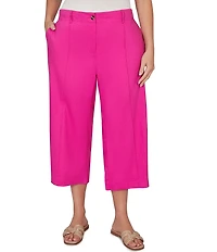 Ruby Rd. Plus Size Linen Blend Pintuck Wide Leg Crop Pants