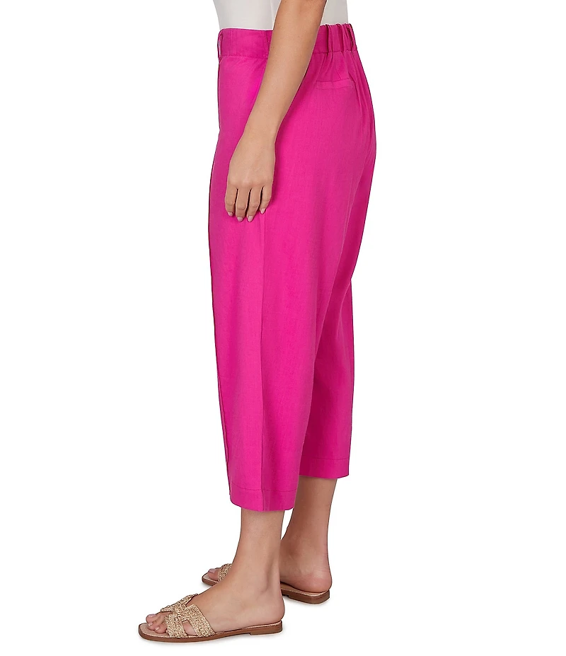 Ruby Rd. Plus Size Linen Blend Pintuck Wide Leg Crop Pants