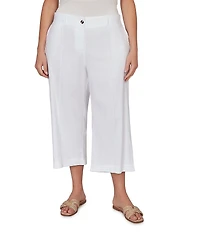 Ruby Rd. Plus Size Linen Blend Wide Leg Crop Pants