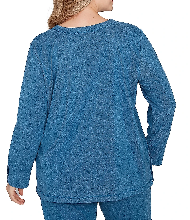 Ruby Rd. Plus Size Luxe Rib Knit V-Neck Long Sleeve Popover Top