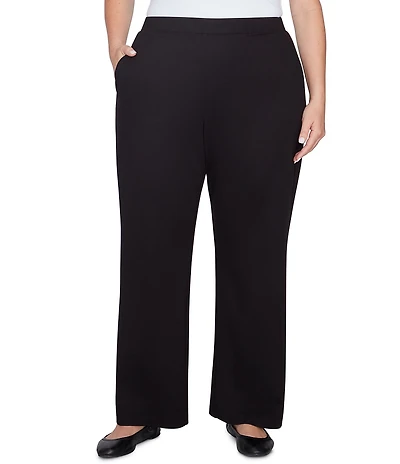 Ruby Rd. Plus Size Luxe Double Knit Tailored Straight Leg Pull-On Pants