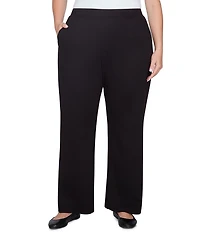 Ruby Rd. Plus Size Luxe Double Knit Tailored Straight Leg Pull-On Pants
