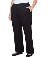 Ruby Rd. Plus Size Luxe Double Knit Tailored Straight Leg Pull-On Pants
