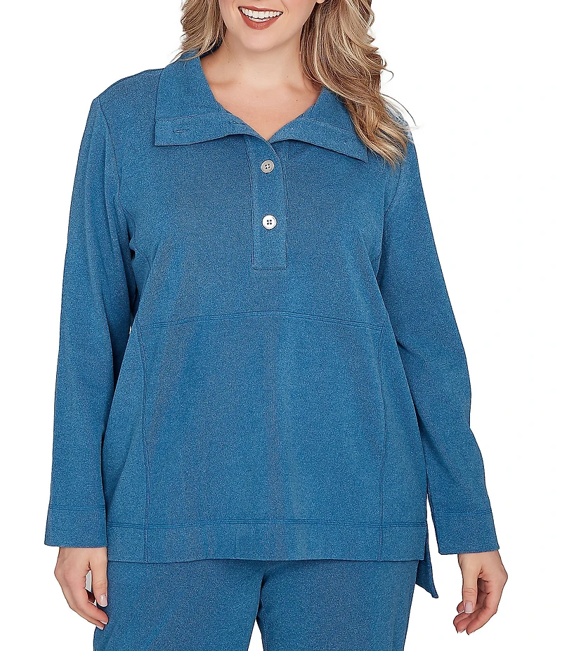 Ruby Rd. Plus Size Luxe Ribbed Knit Mock Neck Long Sleeve Top