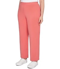 Ruby Rd. Plus Size Luxe Ribbed Textured Straight Leg Pull-On Pants
