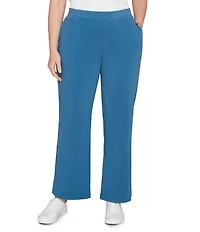 Ruby Rd. Plus Size Luxe Ribbed Textured Straight Leg Pull-On Pants