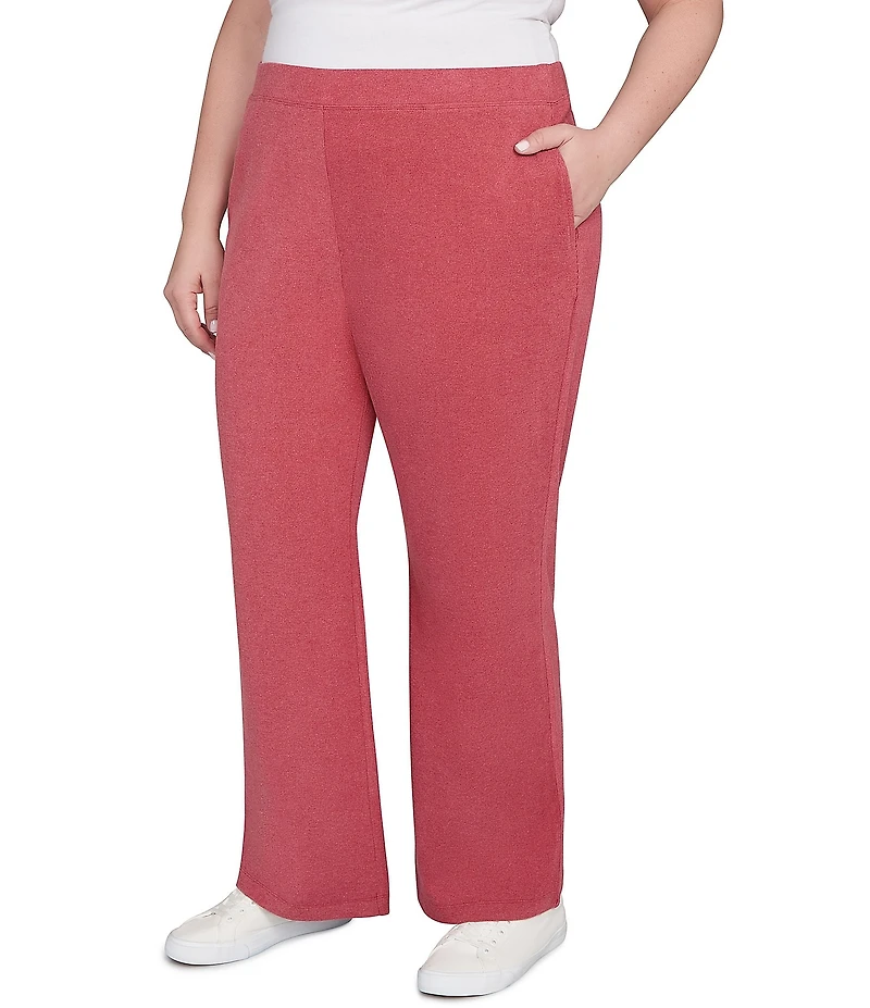 Ruby Rd. Plus Size Luxe Ribbed Wide-Leg Pull-On Coordinating Pants