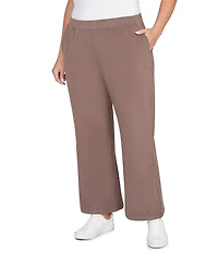 Ruby Rd. Plus Size Luxe Ribbed Wide-Leg Pull-On Coordinating Pants