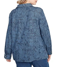 Ruby Rd. Plus Size Paisley Point Collar Long Sleeve Button Front Jacket
