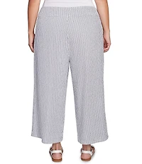 Ruby Rd. Plus Size Puckered Stripe Knit Wide Leg Pull-On Pants