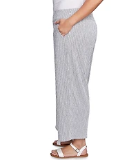 Ruby Rd. Plus Size Puckered Stripe Knit Wide Leg Pull-On Pants