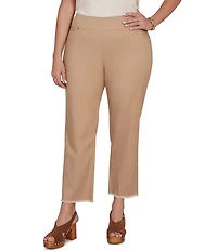 Ruby Rd. Plus Size Relaxed Fringe Hem Pull-On Ankle Denim Pant