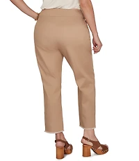 Ruby Rd. Plus Size Relaxed Fringe Hem Pull-On Ankle Denim Pant