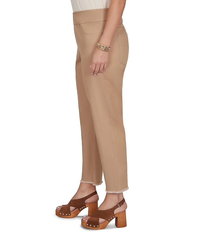Ruby Rd. Plus Size Relaxed Fringe Hem Pull-On Ankle Denim Pant