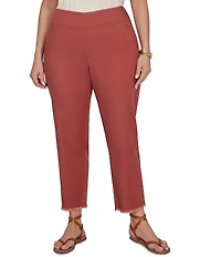 Ruby Rd. Plus Size Relaxed Fringe Hem Pull-On Ankle Denim Pant