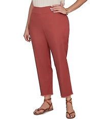 Ruby Rd. Plus Size Relaxed Fringe Hem Pull-On Ankle Denim Pant