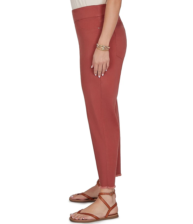 Ruby Rd. Plus Size Relaxed Fringe Hem Pull-On Ankle Denim Pant