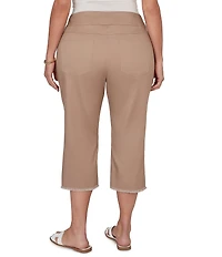 Ruby Rd. Plus Size Relaxed Fringe Hem Pull-On Denim Pants