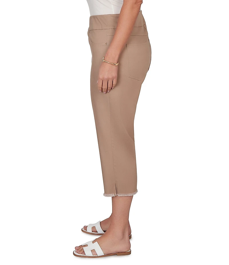 Ruby Rd. Plus Size Relaxed Fringe Hem Pull-On Denim Pants