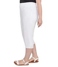 Ruby Rd. Plus Size Relaxed Fringe Hem Pull-On Denim Pants
