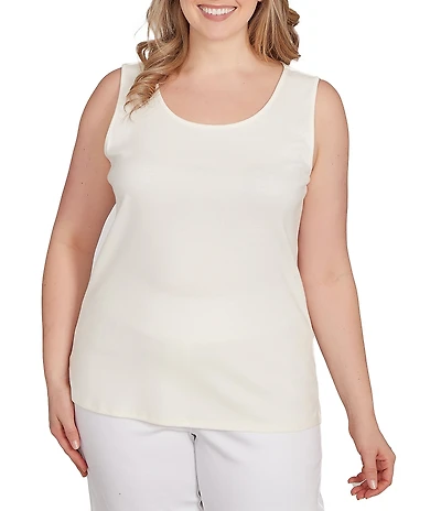 Ruby Rd. Plus Size Ribbed Knit Scoop Neck Sleeveless Side Slit Tank