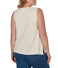 Ruby Rd. Plus Size Scoop Neck Sleeveless Crochet Lace Coordinating Knit Tank