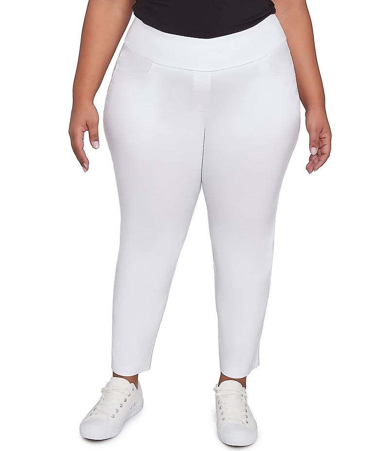 Ruby Rd. Plus Size Silk Tech Straight Leg Pull-On Ankle Pants