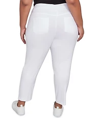 Ruby Rd. Plus Size Silk Tech Straight Leg Pull-On Ankle Pants