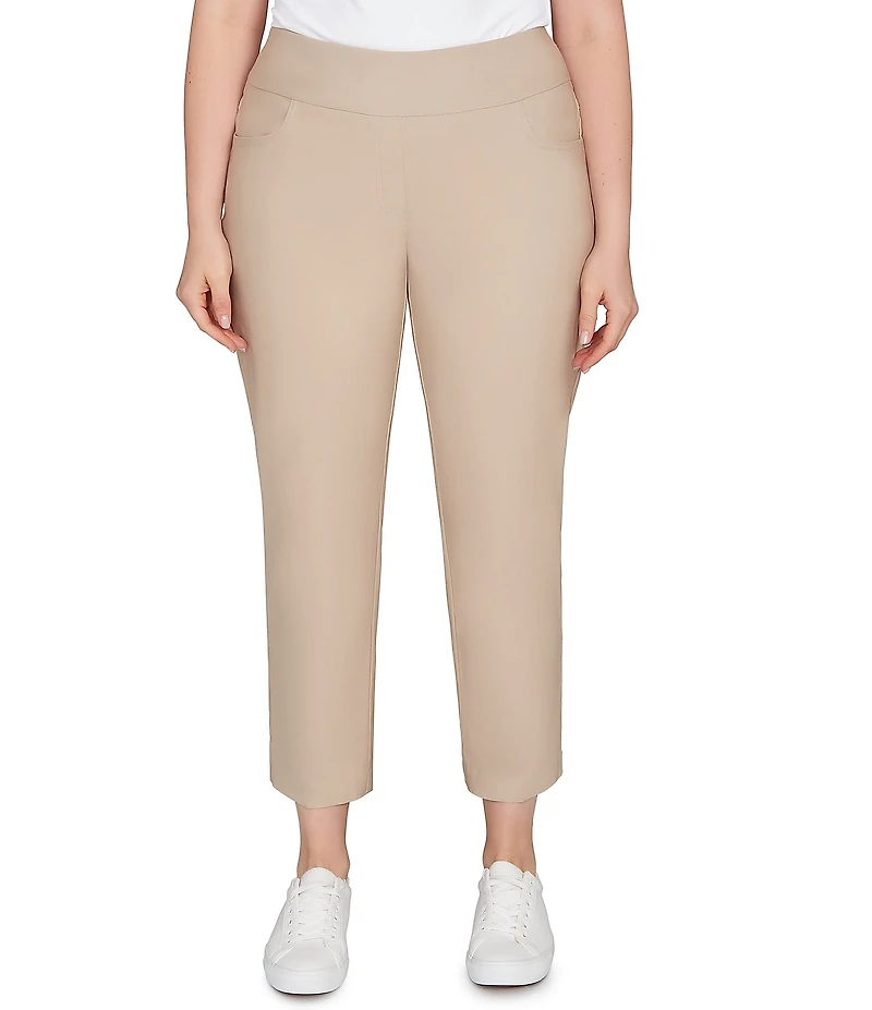 Ruby Rd. Plus Size Silk Tech Straight Leg Pull-On Ankle Pants
