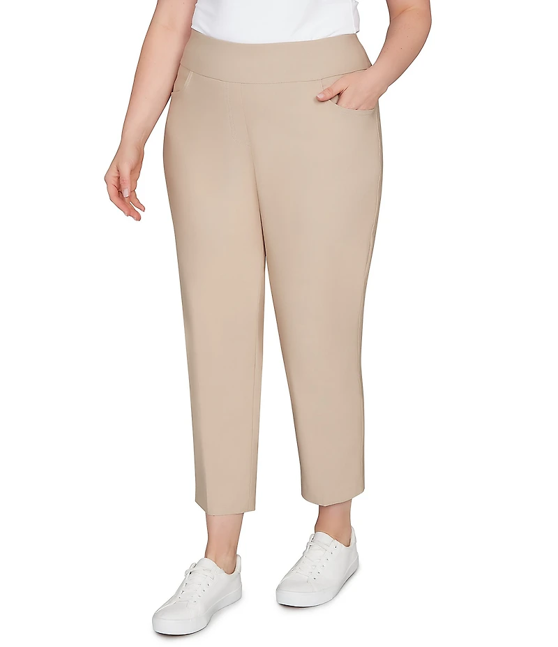 Ruby Rd. Plus Size Silk Tech Straight Leg Pull-On Ankle Pants