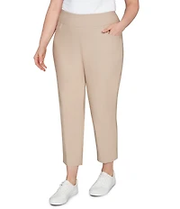 Ruby Rd. Plus Size Silk Tech Straight Leg Pull-On Ankle Pants