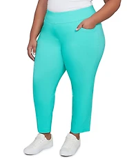 Ruby Rd. Plus Size Silk Tech Straight Leg Pull-On Ankle Pants