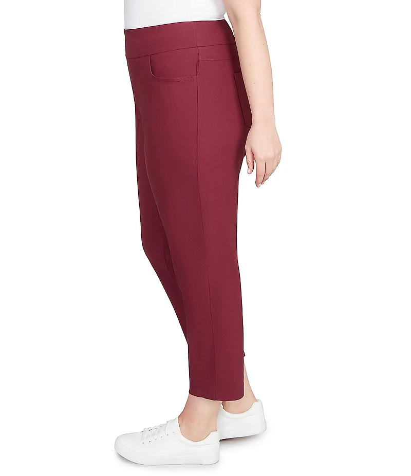 Ruby Rd. Plus Size Silk Tech Straight Leg Pull-On Ankle Pants