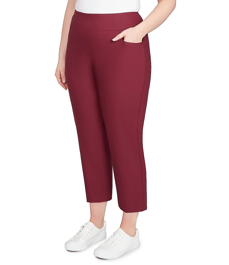 Ruby Rd. Plus Size Silk Tech Straight Leg Pull-On Ankle Pants