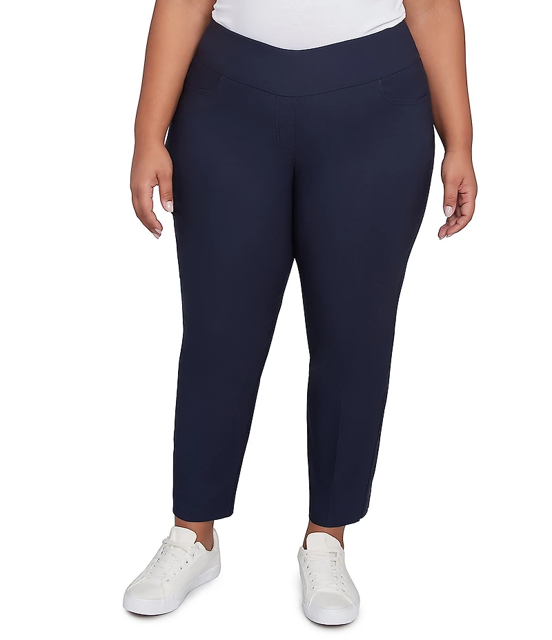 Ruby Rd. Plus Size Silk Tech Straight Leg Pull-On Ankle Pants