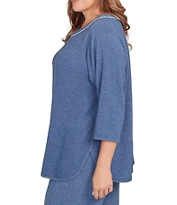 Ruby Rd. Plus Size Soft Hatchi Knit Keyhole Neck 3/4 Sleeve Top