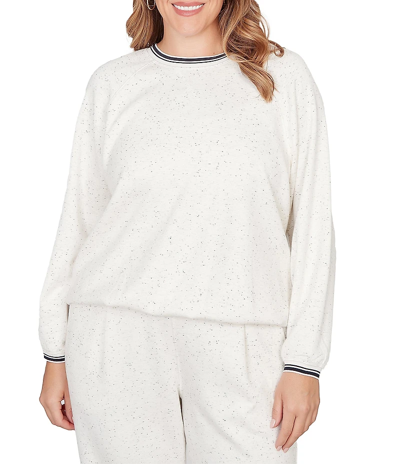 Ruby Rd. Plus Size Soft Speckled Knit Stripe Trim Top