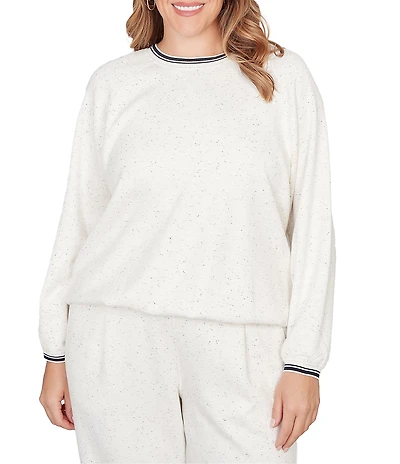 Ruby Rd. Plus Size Soft Speckled Knit Stripe Trim Top